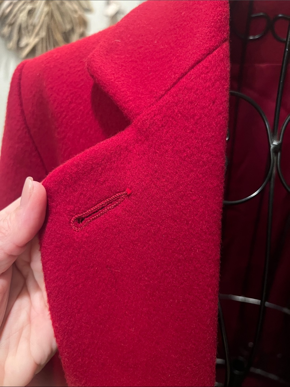 Women’s Double-Breasted Red Overcoat - Picture 12 of 13
